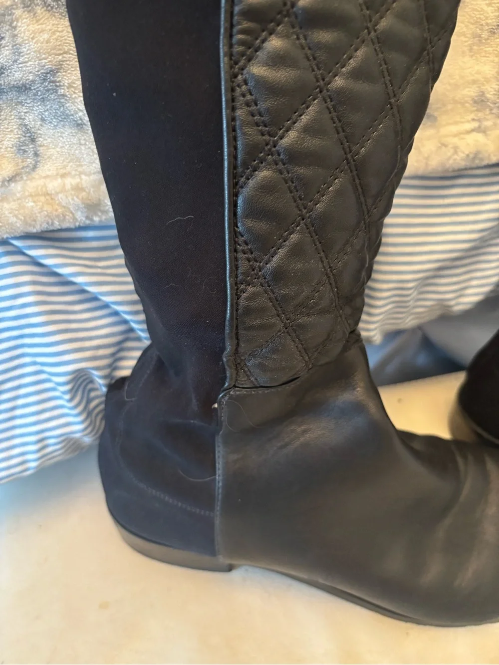 Stuart Weitzman Quilted Over-the-Knee Black Leather Boots